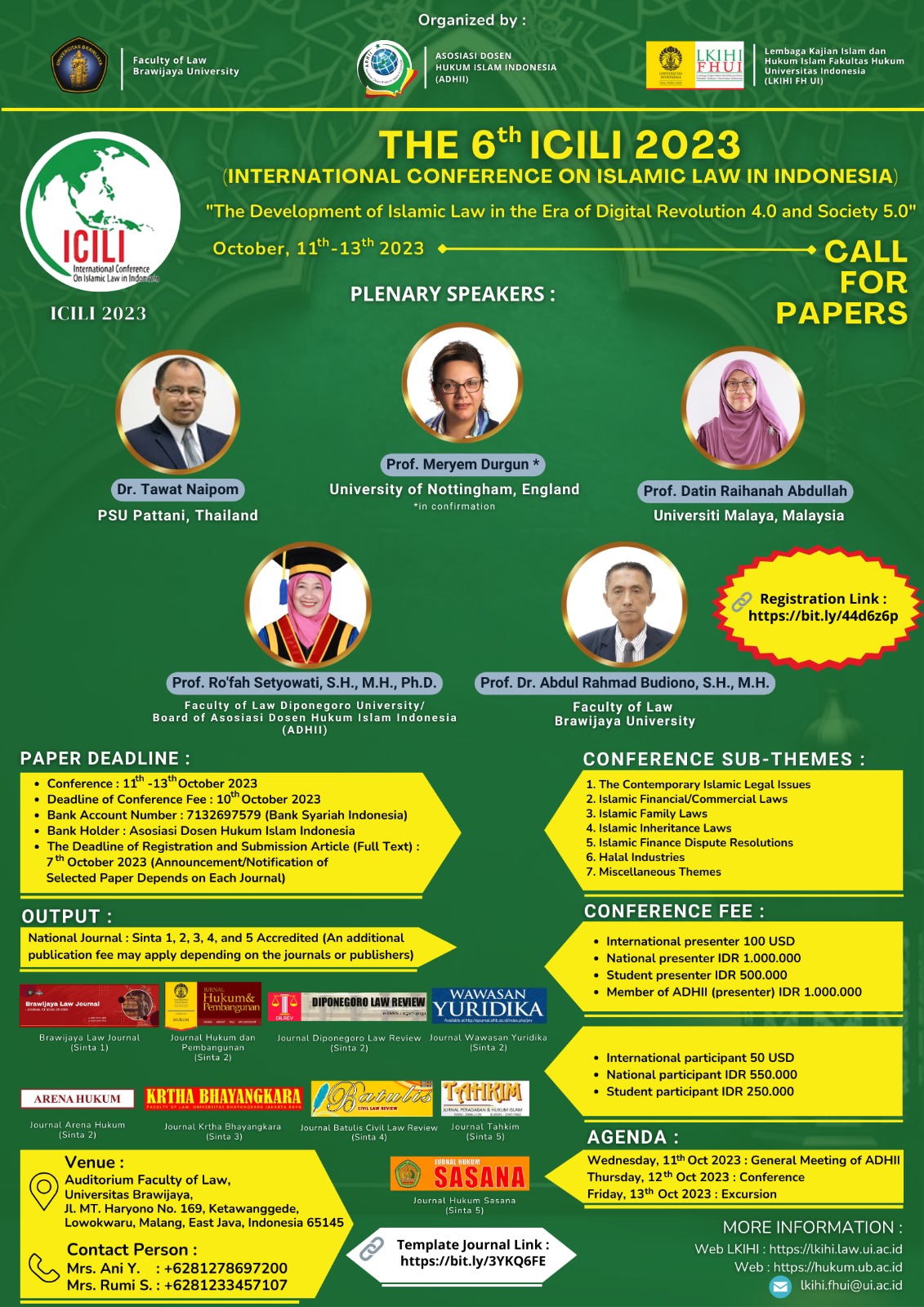 CALL FOR PAPERSThe 6th International Conference on Islamic Law in Indonesia (ICILI) 2023